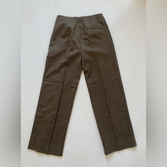 [SOLD] RENA Lange Camel Pinstripe Pure Wool Wide Leg Tailored Trousers size 8 M… - Picture 3 of 10